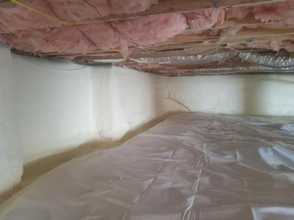 Crawl space encapsulation with closed-cell spray foam for Commercial Roof Restoration in Fort Knox